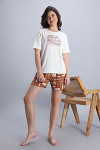 Zivame Harry Potter Knit Cotton Loungewear Set - Caremal Cafe — thumbnail 2
